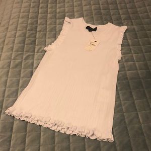 NWT Laundry by Shelli Segal Sleeveless ribbed top with ruffle detail size L